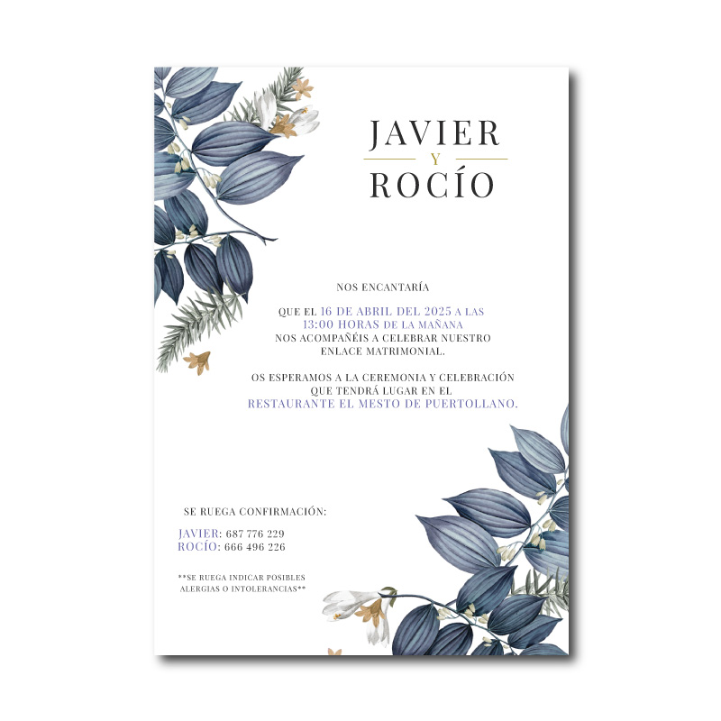 B101930 invitacion floral, elegante y sencilla