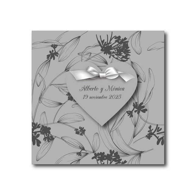 B103023 - Corazones plateados (Invitación)