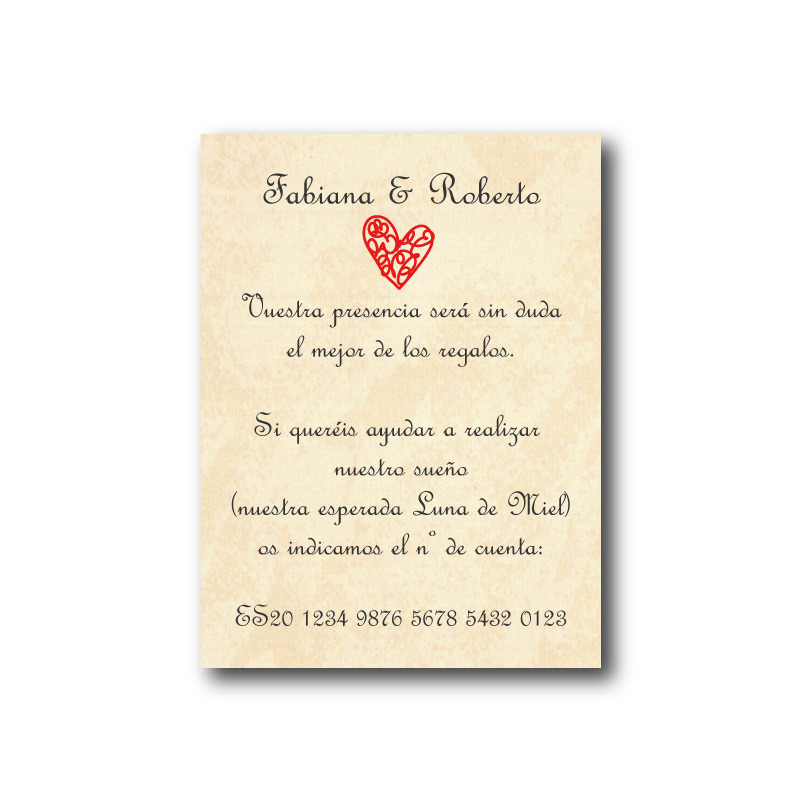 B123078 -Receta para la Boda (Tarjeta adicional)