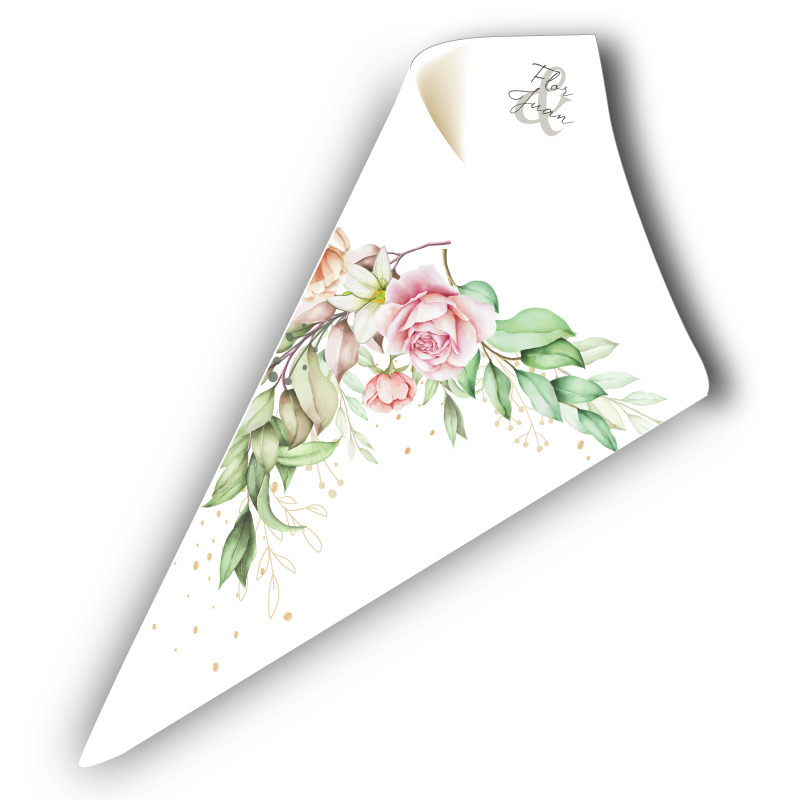 B113005 - Reciclado y blanco floral (Cono confeti)