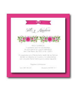 Invitacion de boda Flores en Rosa
